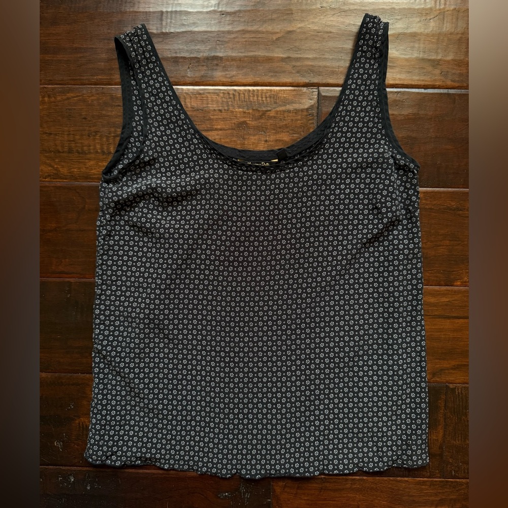 Massimo Dutti Black and White Ditsy Floral Silk Tank Top Size US 6